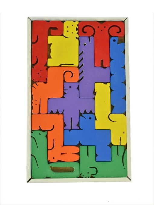 Çocuklar İçin Ahşap Blok Yapboz - Eğlenceli Hayvan Tangram Bulmacası Çin Puzzle