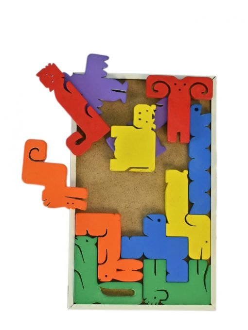 Çocuklar İçin Ahşap Blok Yapboz - Eğlenceli Hayvan Tangram Bulmacası Çin Puzzle