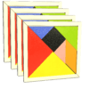 4'lü Tangram 7 Parça Eğitici Renkli 4'lü Ahşap Orta Boy Tangram
