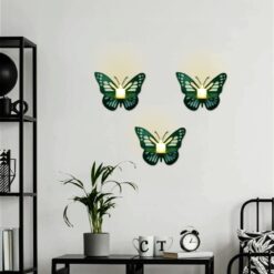 Ahşap Kelebek Duvar Rafı Dekoratif Duvar Süsü 3'lü Set